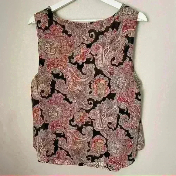 Roz & Ali Blouse Sleeveless Paisley Print Business Casual - Picture 5 of 8